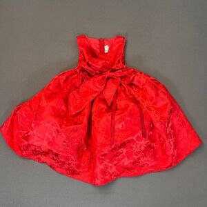 Ellie Kids Red Dress 4 Sleeveless Rose Floral Fit & Flare Tie Front Holiday Xmas